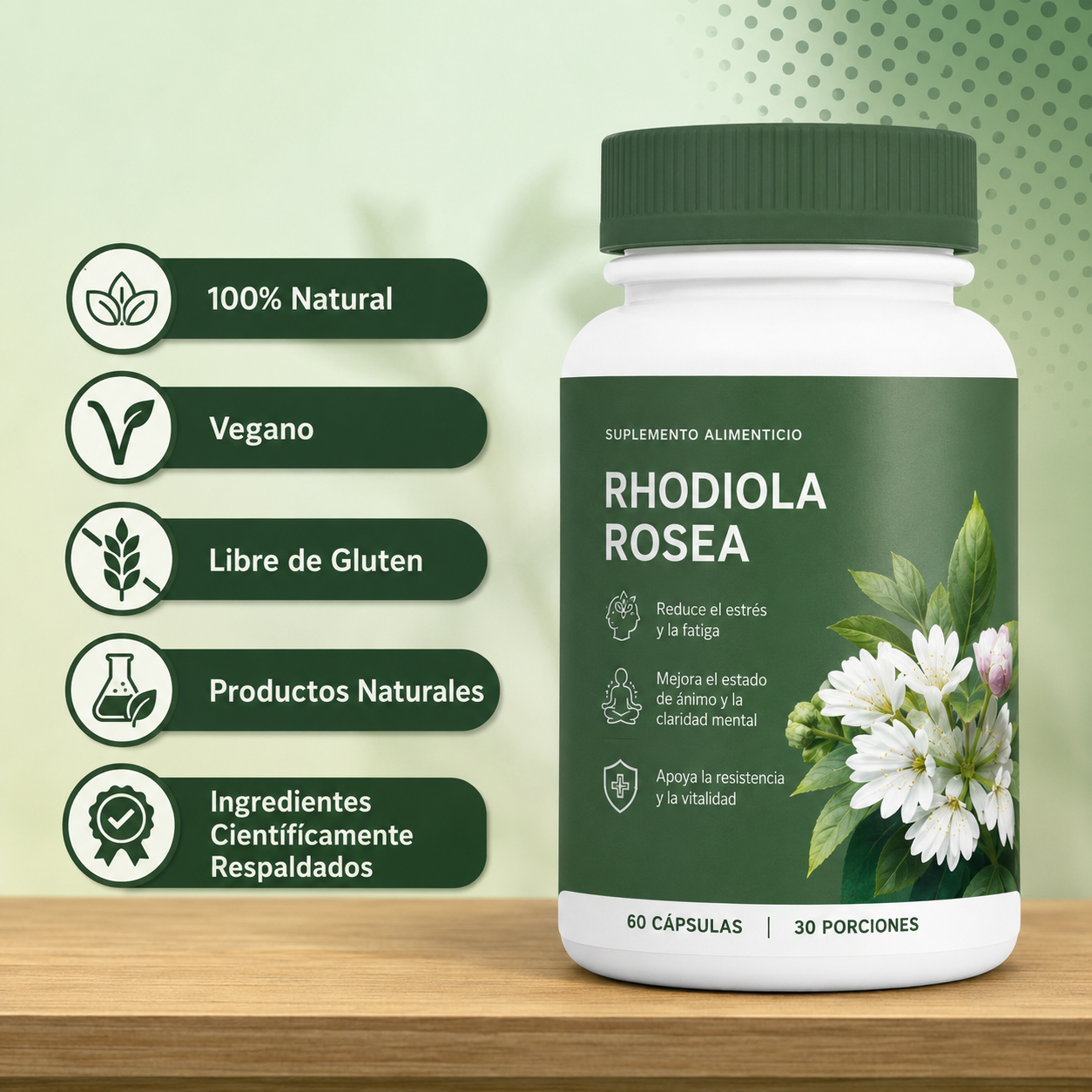 Rhodiola Rosea SALVORA: Energía Estable, Mente Clara