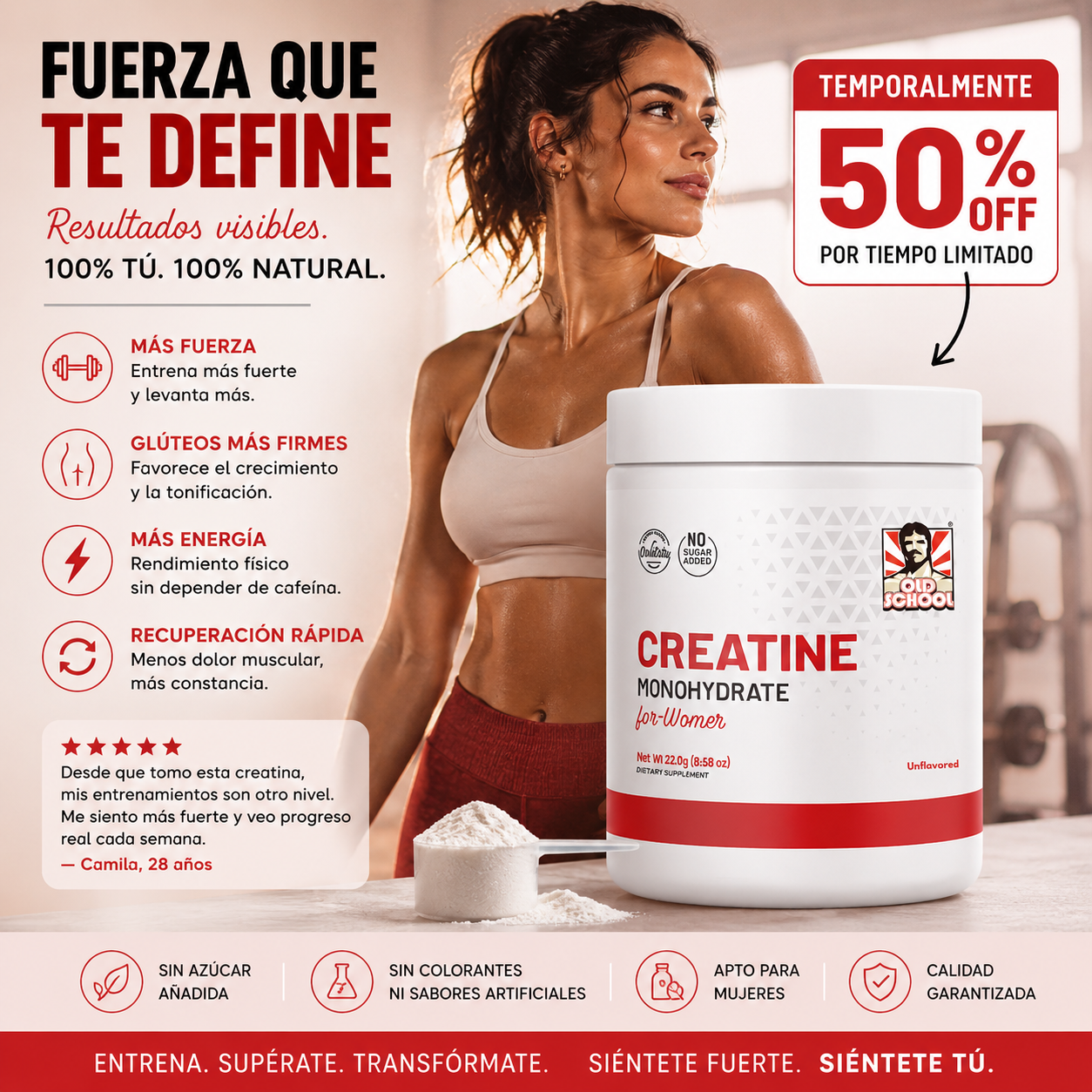 Creatina "For women": Fuerza, curvas y piel radiante