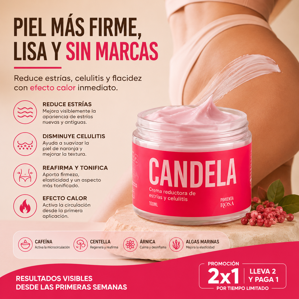 Candela Crema Reductora: Estrías, Celulitis y Piel Firme
