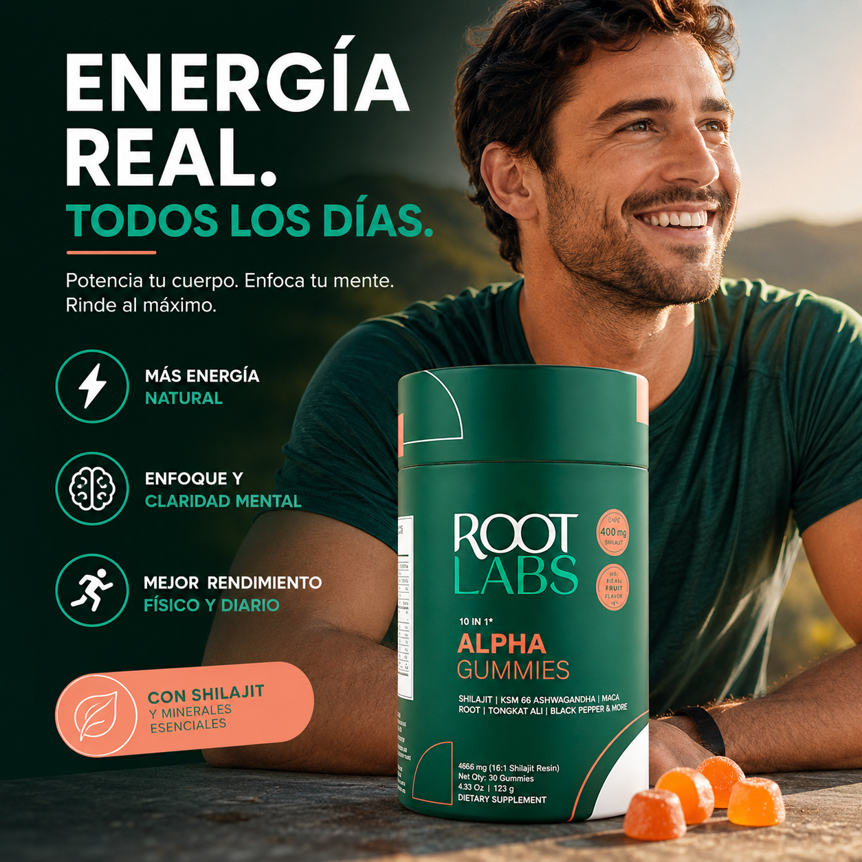 Root Labs Shilajit Alpha Gummies: Energía Natural Sin Crash