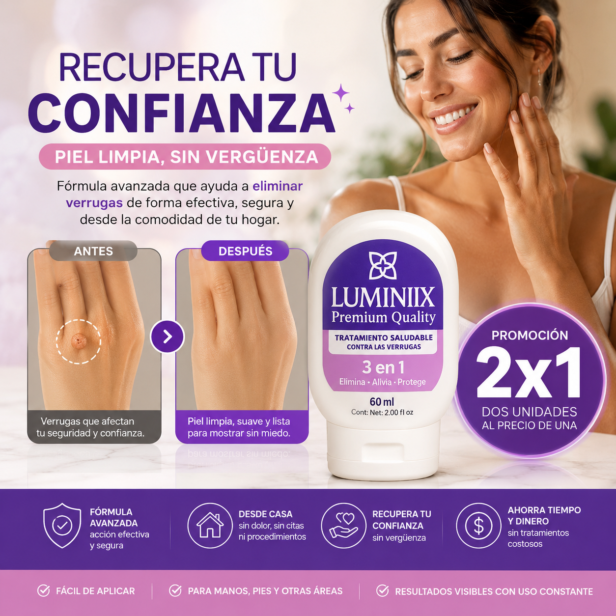 Luminiix Eliminador de Verrugas: Piel Limpia Sin Dolor