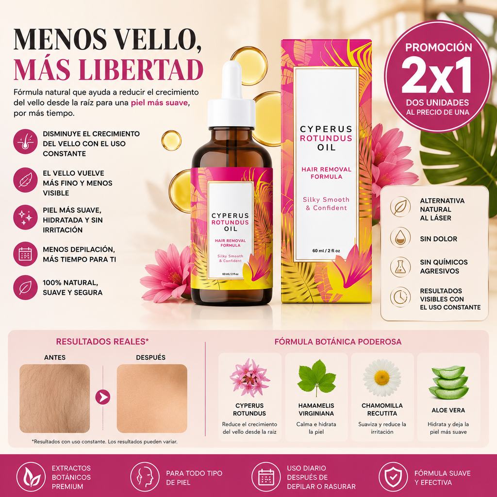 Cyperus Rotundus Hair Reduction Oil: Menos Vello, Menos Depilación