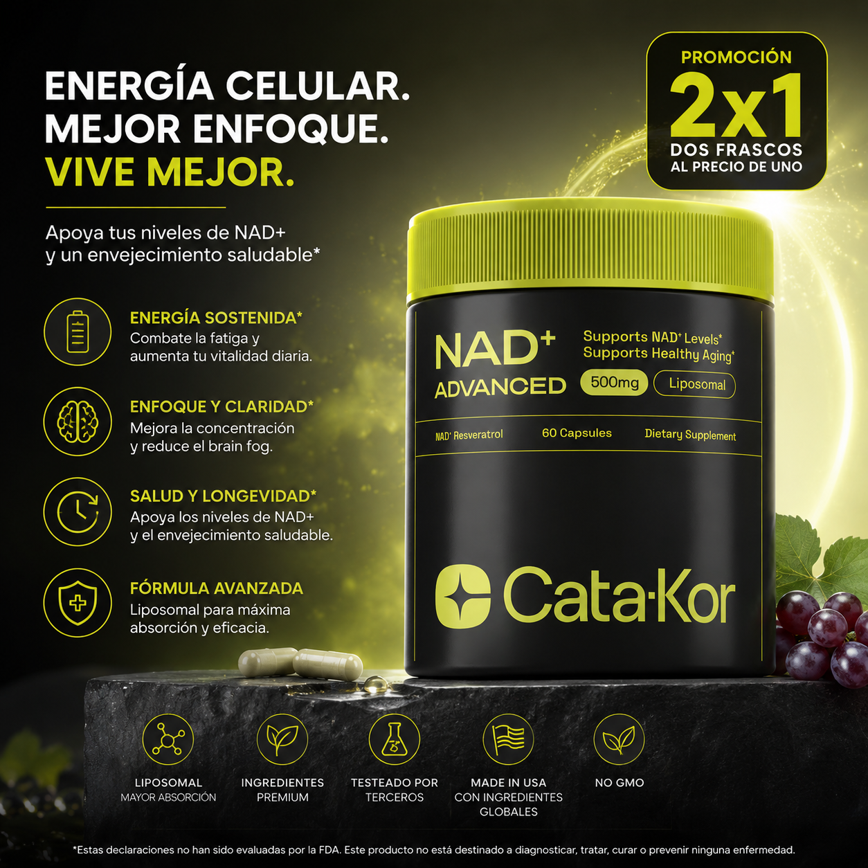 NAD+ Advanced con Resveratrol: Energía Celular Real