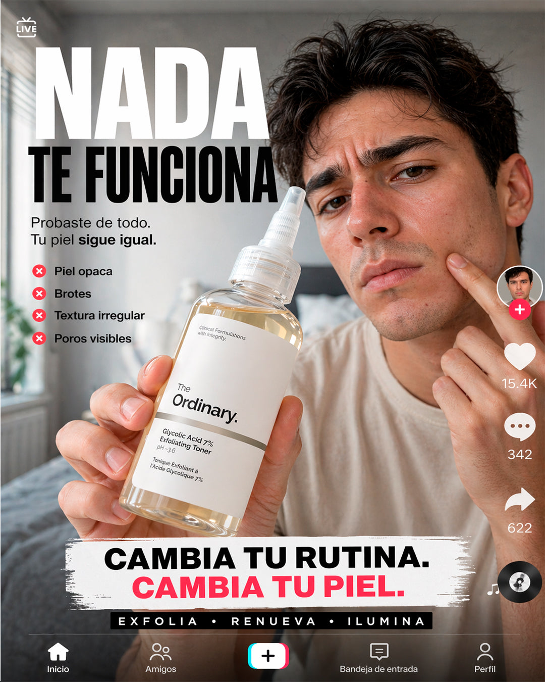 The Ordinary Ácido Glicólico 7%: Glow profesional en casa