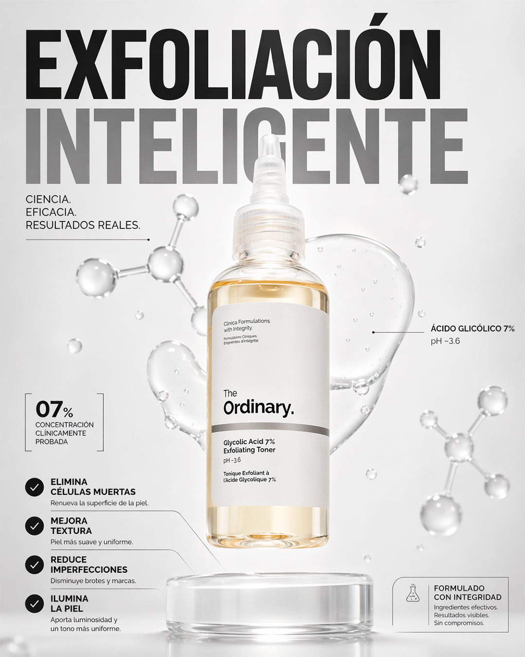 The Ordinary Ácido Glicólico 7%: Glow profesional en casa