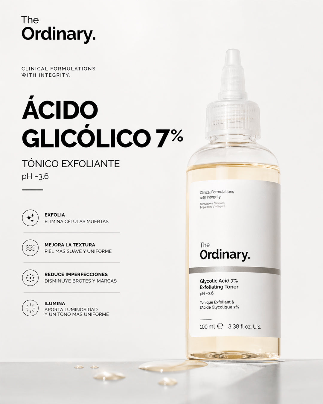 The Ordinary Ácido Glicólico 7%: Glow profesional en casa